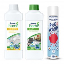 Amway Płyn do mycia naczyń 1l+płyn LOC 1l+1szt Riem Prewash Odplamiacz 300ml -50%!